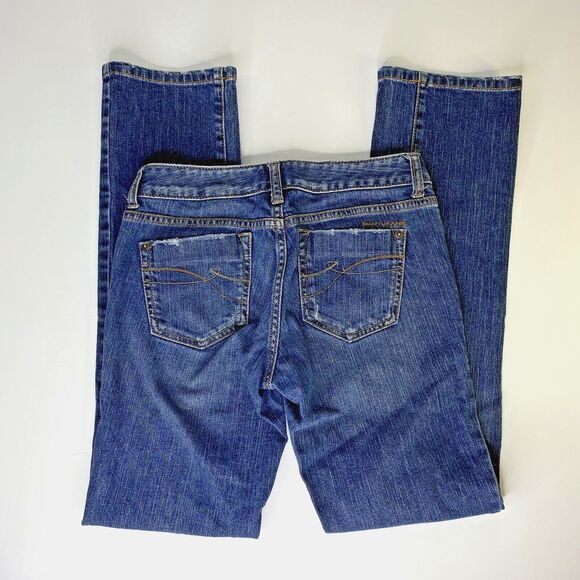 DKNY Boot Cut Jeans Womens 6 Distressed Denim Straight Leg Mid Rise - Picture 4 of 12